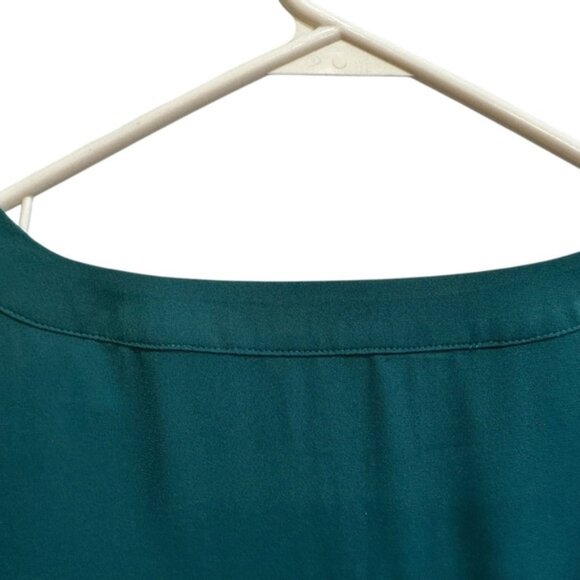 Express Emerald Green Holiday Dress Sz M Sheer Sleeves Triangle Keyhole Autumn - Picture 5 of 14